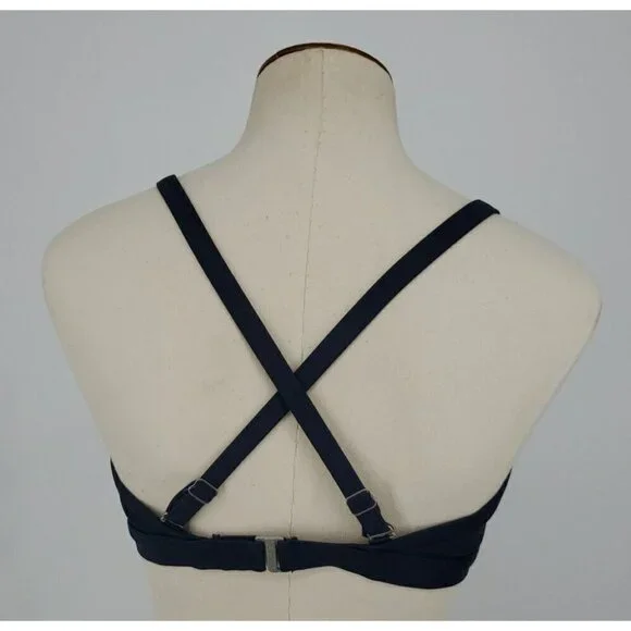 Athleta 36D / DD Navy Blue Twister Front Molded Cup Swim Bikini Top 964874 - Picture 3 of 8